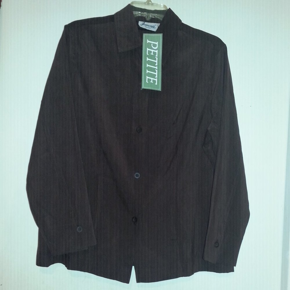 New Joanna Petite Women Shirt Collar Long Sleeve L